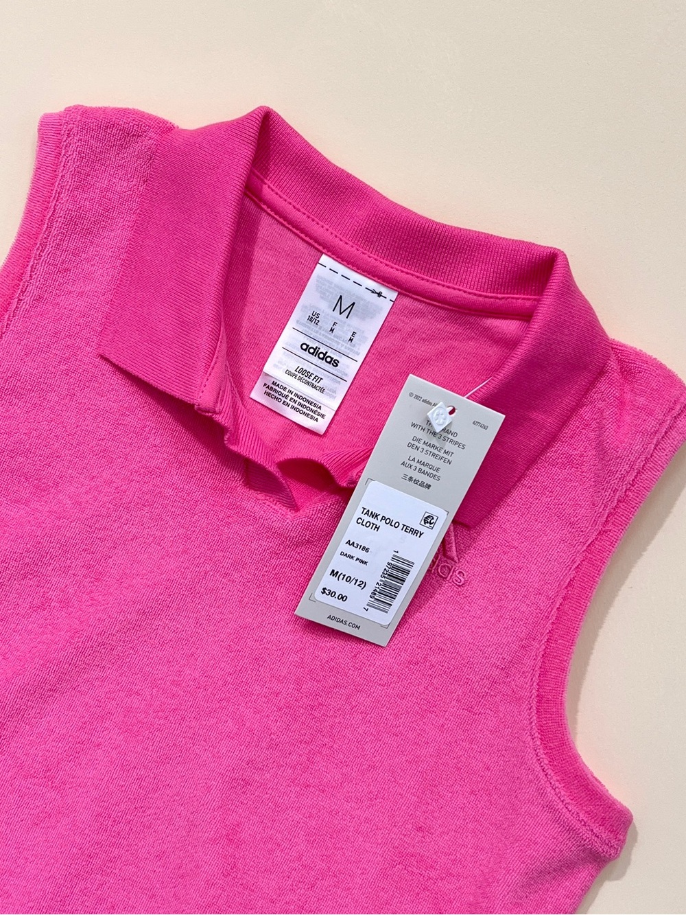 Adidas Women Sleeveless Polo Top - Hot Pink Size M NWT - Picture 3 of 3